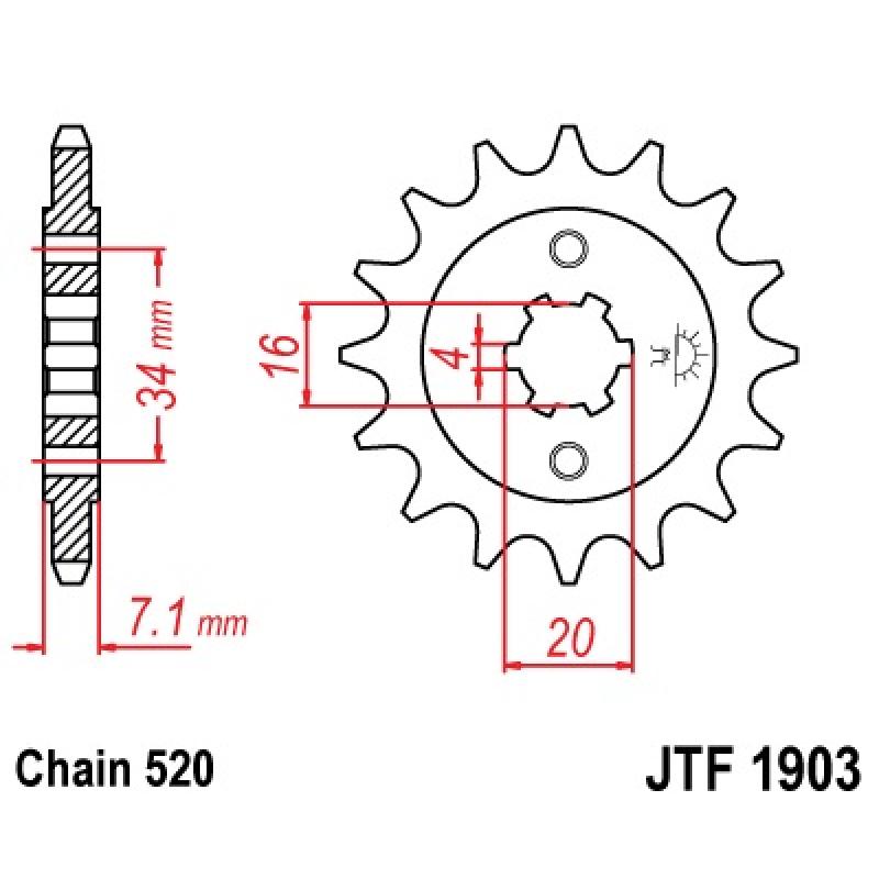 Купить Звездочка передняя JT Sprockets (шаг 520 ) JT JTF1903